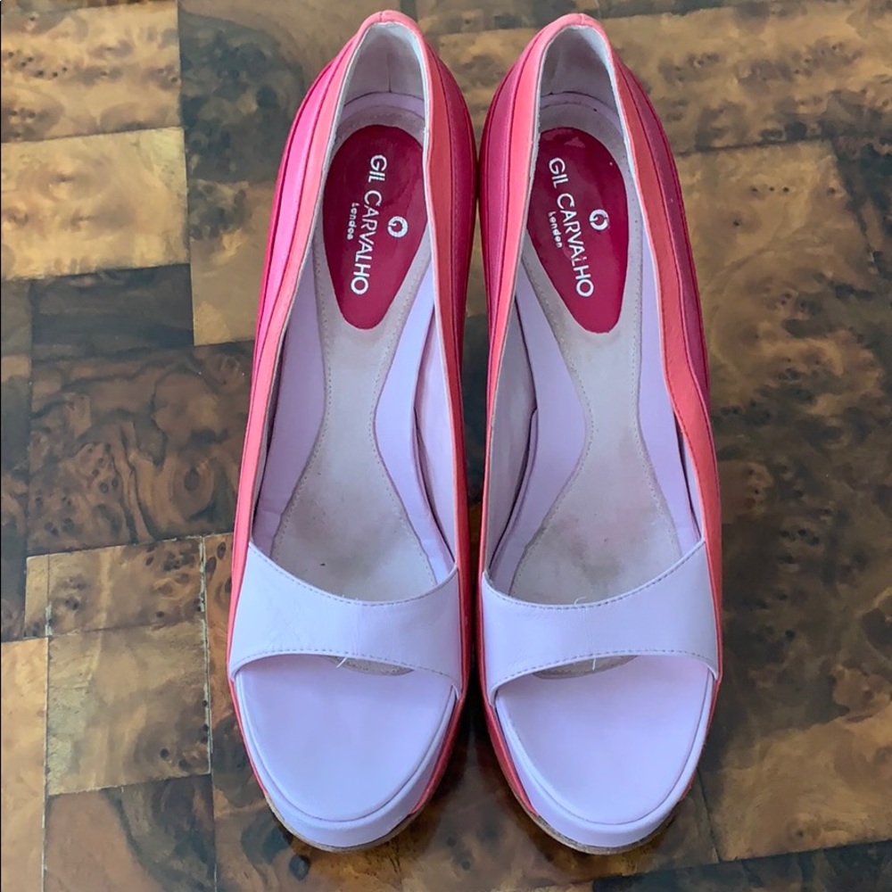 Gil Carvalho cute pink striped pumps. Sz 7